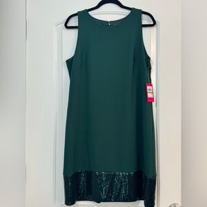 Vince Camuto NEW Dark Green Mini Dress with sequins.